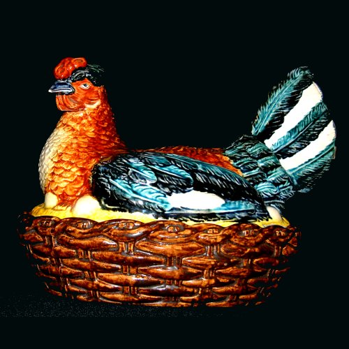 hugo lonitz majolica hen tureen