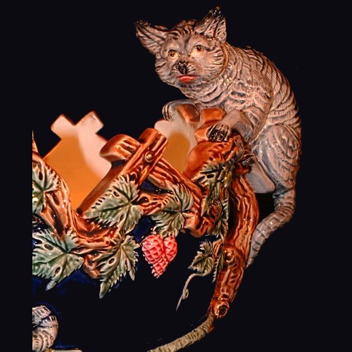 majolica cats jardinere