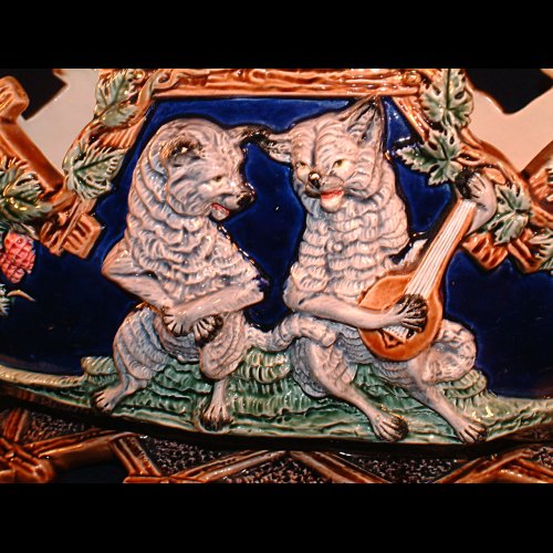 majolica cats jardinere
