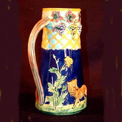 majolica fox pitcher