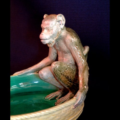 Minton majolica monkey dish