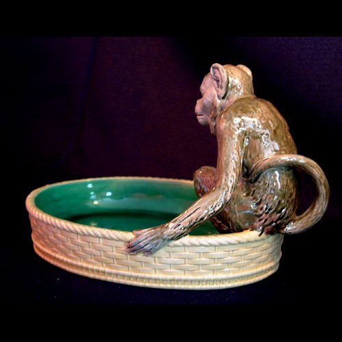 Minton majolica monkey dish