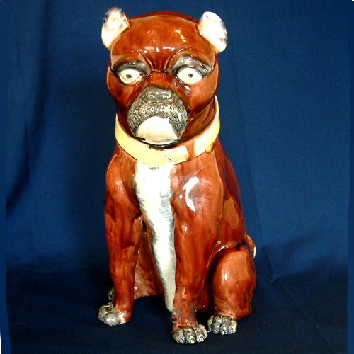 majolica dog figure