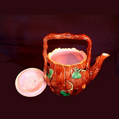 majolica tea kettle