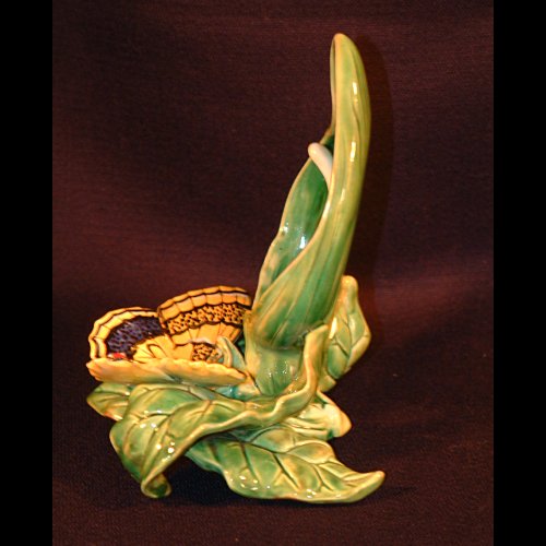 G Jones butterfly vase majolica