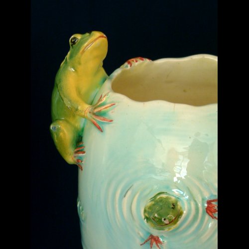 delphin massier majolica frog vases